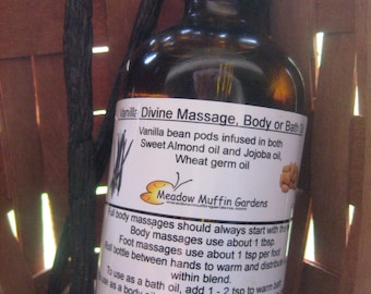 Vanilla Divine Massage, Body or Bath Oil, Romance, Moisturize