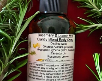 Rosemary & Lemon Body Spray, Mist, Cheerful Fragrance Spray