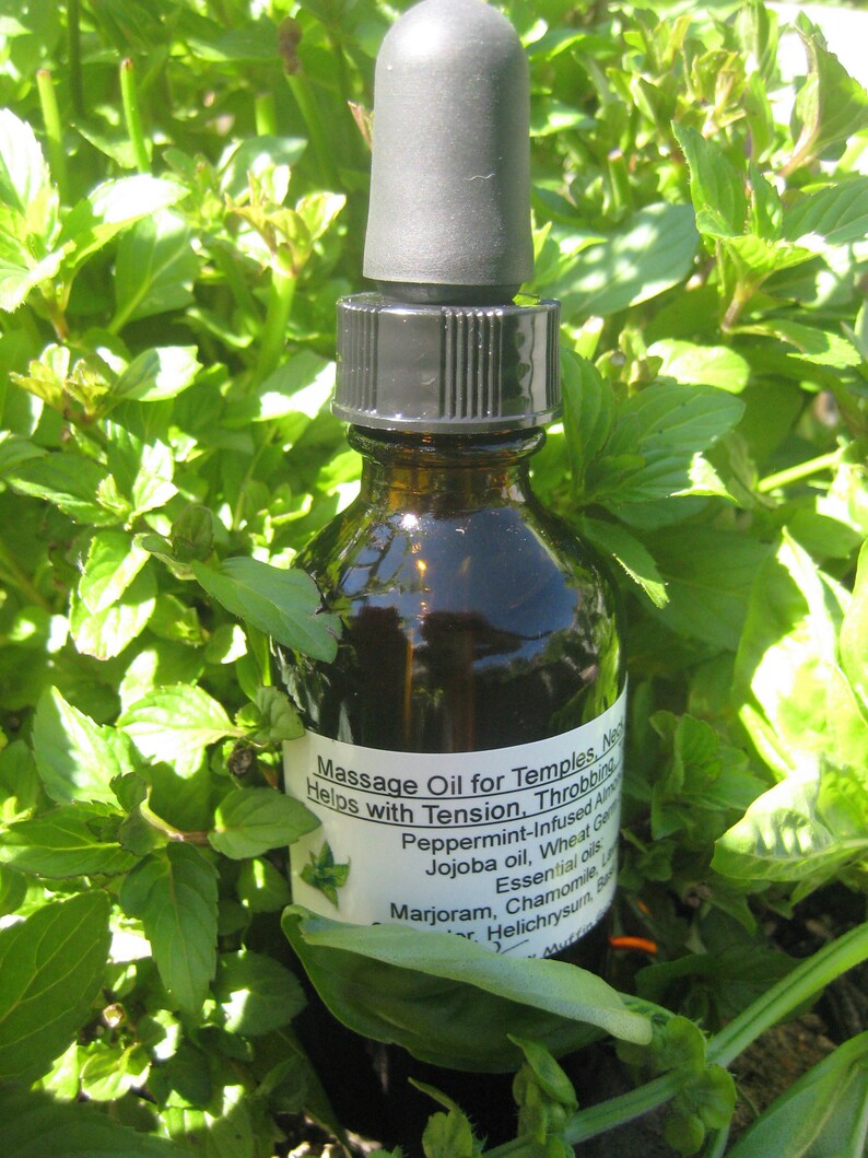 Tension Headache Massage Oil, Temple Neck Shoulder massage, Liniment Oil Blend image 4