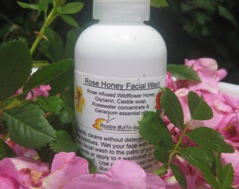 Facial Wash, Rose Honey & Glycerin, 8 oz. size, All Skin Types, Honey Cleanse