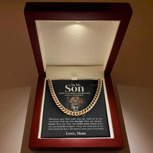 cadeau à mon fils : collier chaîne cubaine en acier inoxydable avec carte de visite | Des bijoux significatifs pour un anniversaire, l'obtention du diplôme et des moments spéciaux