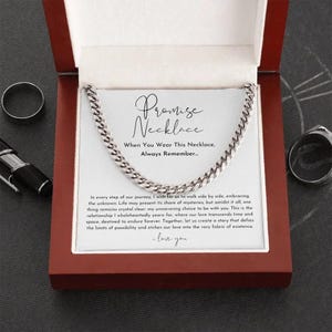Boyfriend Cuban Chain Necklace – Stainless Steel Promise Jewelry Gift for Him with Message Card