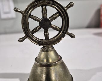clochette Mayflower en laiton vintage avec roue comme poignée