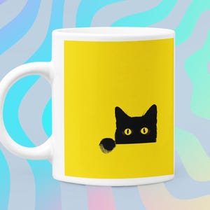 Whimsical Yellow Cat Mug  Perfect for Any Cat Lover