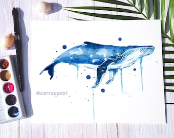 Humpback Whale - Original watercolor whale painting