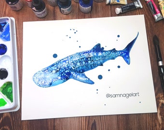 Whale Shark - Original watercolor shark painting