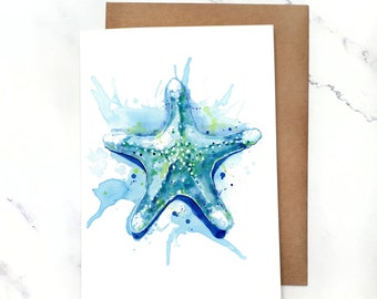 Starfish Waters 2 | Greeting Card Blank Inside | A7 5x7" Card With Envelope | Sets Optional