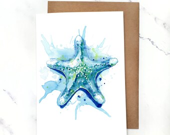 Starfish Waters 2 | Carte de voeux vierge à l'intérieur | Carte A7 5 x 7 po. avec enveloppe | Jeux en option
