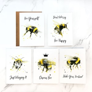 Punny Bees/Biglietto d'auguri vuoto all'interno/carte A7 5x7" con buste
