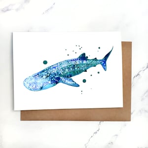 Squalo balena / Biglietto d'auguri vuoto all'interno / Biglietto A7 5x7" con busta / Set opzionale