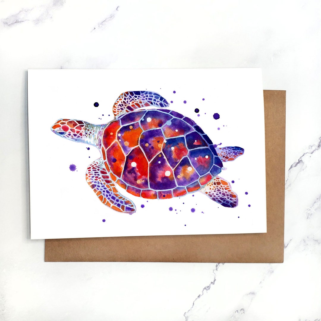 Sand & Sea Turtle | Greeting Card Blank Inside | A7 5x7" Card With ...
