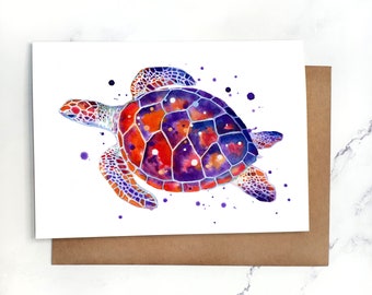 Sand & Sea Turtle | Greeting Card Blank Inside | A7 5x7" Card With Envelope | Sets Optional