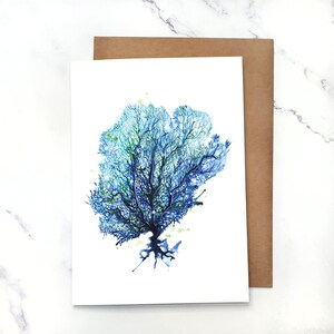 Fan Coral Aqua / Biglietto d'auguri vuoto all'interno / Biglietto A7 5x7" con busta / Set opzionale