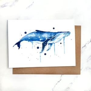 Humpback Whale | Greeting Card Blank Inside | A7 5x7" Card With Envelope | Sets Optional