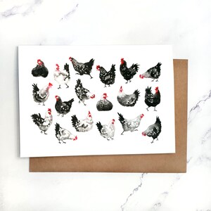 Polli acquerello / Biglietto d'auguri vuoto all'interno / Biglietto A7 5x7" con busta / Set opzionale