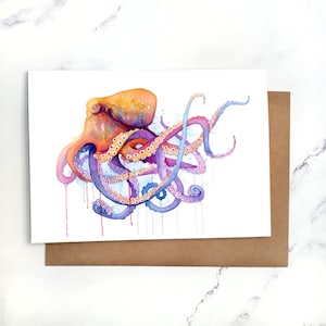 Octopus 2 / Biglietto d'auguri vuoto all'interno / Biglietto A7 5x7" con busta / Set opzionale