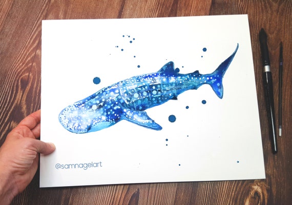 ジンベイザメ - オリジナルの水彩画のサメの絵画 - Etsy 日本