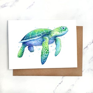 Tartaruga marina verde / Biglietto d'auguri vuoto all'interno / Biglietto A7 5x7" con busta / Set opzionale