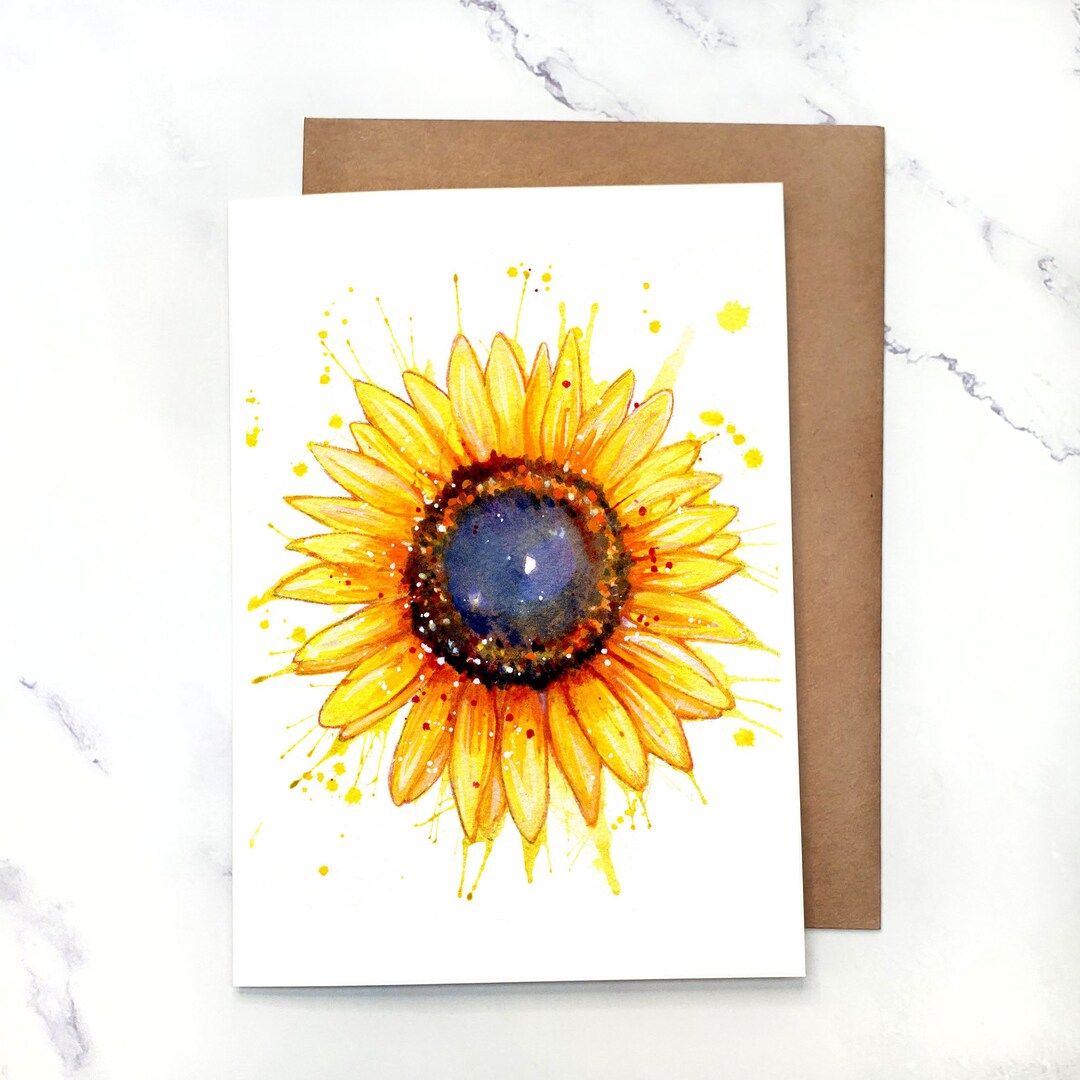 Sunflower Burst | Greeting Card Blank Inside | A7 5x7" Card With ...