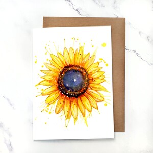 Esplosione di girasole / Biglietto d'auguri vuoto all'interno / Biglietto A7 5x7" con busta / Set opzionale