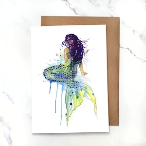 Sirène | Carte de voeux vierge à l'intérieur | Carte A7 5 x 7 po. avec enveloppe | Jeux en option