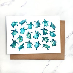 Baby Sea Turtles | Greeting Card Blank Inside | A7 5x7" Card With Envelope | Sets Optional