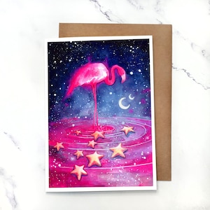 Flamingo Dreams / Biglietto d'auguri vuoto all'interno / Biglietto A7 5x7" con busta / Set opzionale