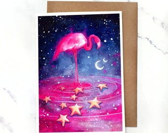 Flamingo Dreams | Greeting Card Blank Inside | A7 5x7" Card With Envelope | Sets Optional