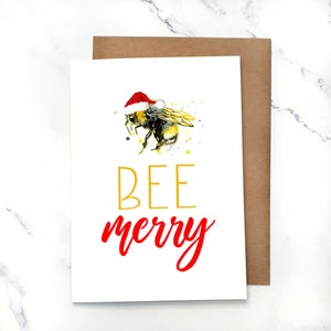 Bee Merry / Biglietto di Natale / Biglietto A7 5x7" con busta / Set opzionali