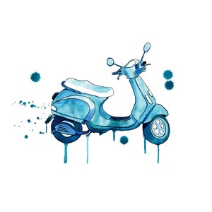 Scooter Away! - Original watercolor painting