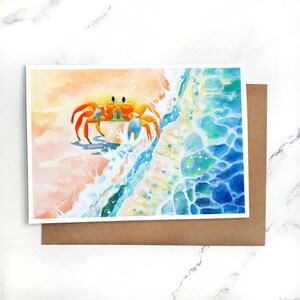 Beach Crab | Greeting Card Blank Inside | A7 5x7" Card With Envelope | Sets Optional