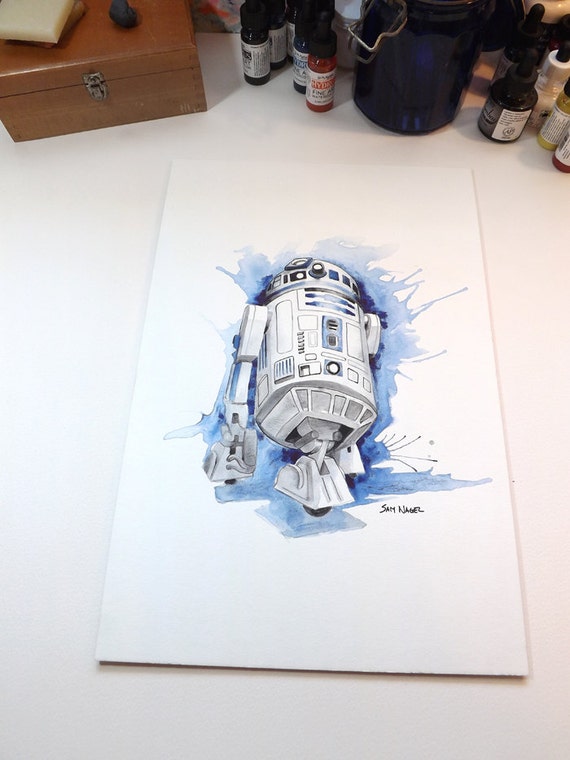 R2D2 (ファンアート) - オリジナル水彩画 - Etsy 日本