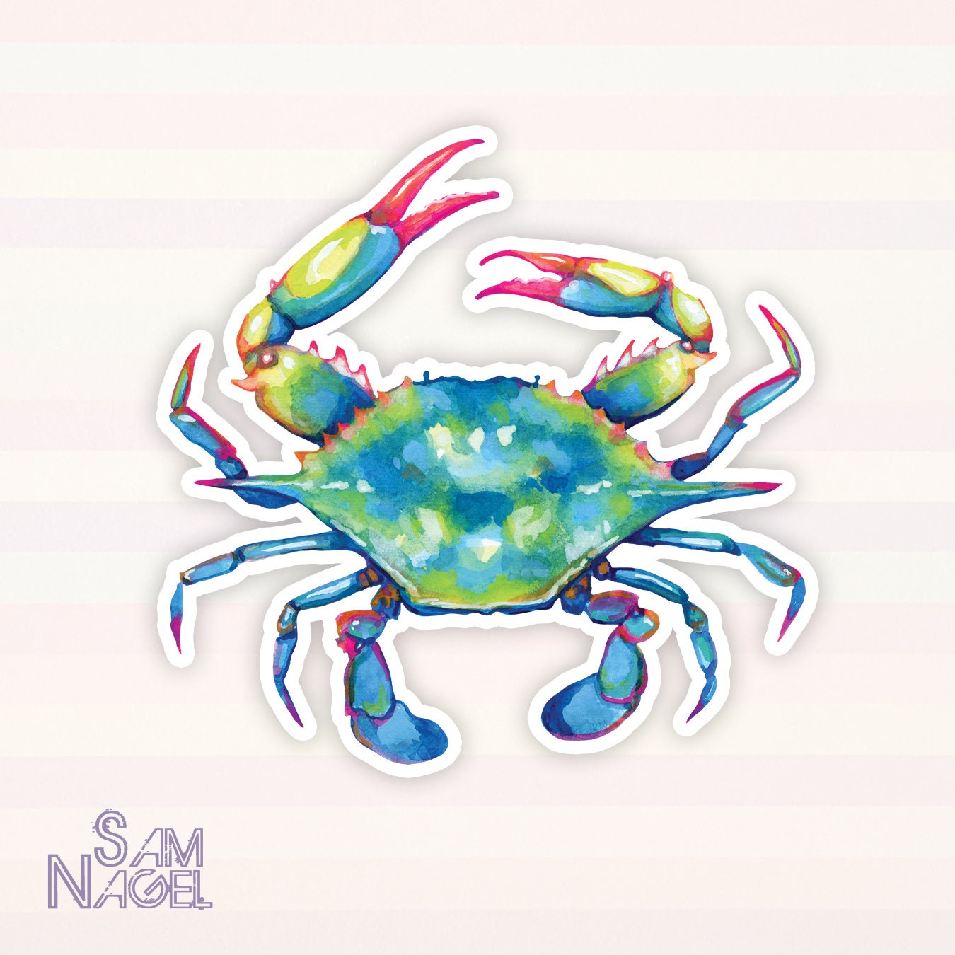 Blue Crab Vinyl Sticker - Etsy