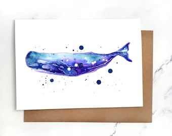 Cachalot | Carte de voeux vierge à l'intérieur | Carte A7 5 x 7 po. avec enveloppe | Jeux en option