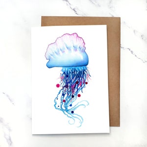 Manowar Jellyfish | Greeting Card Blank Inside | A7 5x7" Card With Envelope | Sets Optional