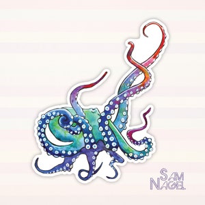 Rainbow Octopus  -  vinyl sticker