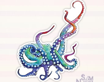 Rainbow Octopus  -  vinyl sticker