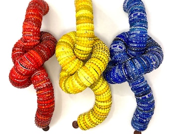 Love Me Knots Primary Set of 3 [Bottle Cap Sculptures]
