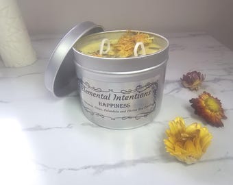 Handmade Frankincense, Citrus, Calendula & Citrine 'Happiness' Soy Wax Candle