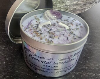 Black Amber, Lavender & Amethyst 'Healing' Aromatherapy Soy Wax Candle