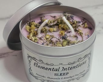 Lavender, Chamomile and Amethyst 'Sleep' Soy Wax Aromatherapy Candle