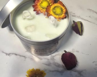 Handmade White Musk, Golden Maple & Clear Quartz 'Meditation' Soy Wax Candle