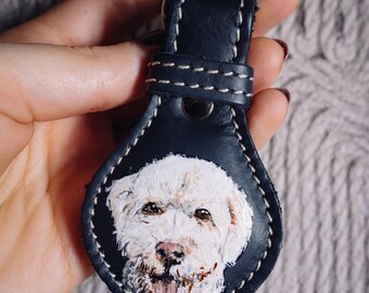 Balck Leather Photo Keychain, Personalised Key Ring, Photo Keychain Gift, Leather Keyring, Pet Photo Gift, Custom Leather, Custom Keyring