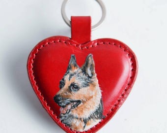 Portachiavi commemorativo per animali domestici in pelle con