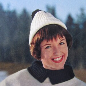 1960's Vintage Knitting Pattern Women's Ski Sweater and Hat 6197