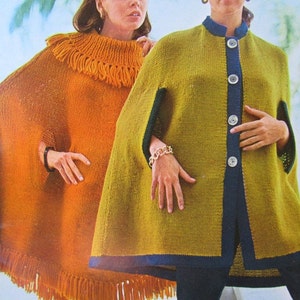 2 Knitted Cape Patterns - 1960&#39;s Vintage Patterns, 2 Knit Cape Patterns PDF 1603, 1601