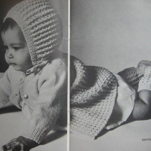 Baby Knitting PDF Patterns, Vintage Patterns - Baby Sweater, Bonnet, Booties Set B-847