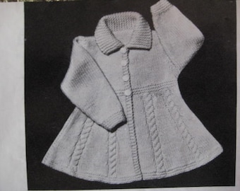 Vintage Knitting Pattern Infant and Toddler Girl's Flared Coat PDF Pattern 50B-31