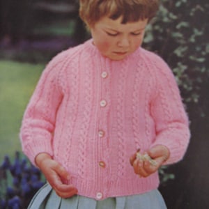 1960&#39;s Vintage Knit Pattern Children&#39;s Cardigan Sweater PDF Pattern 6281