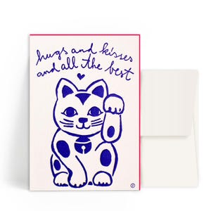2x Letterpresskarten A6 • Hugs And Kisses Cat • Kuvert